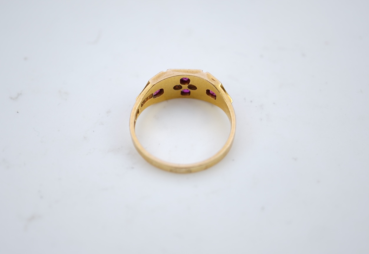 A Victorian ruby and diamond ring, circa 1874
